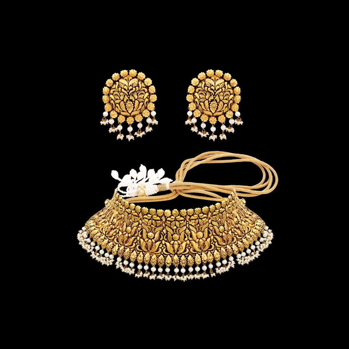 Arching Petals Gold Choker Set