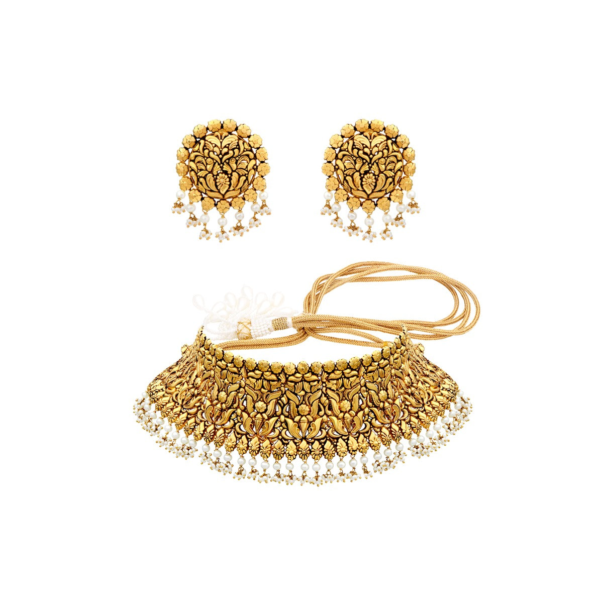 Arching Petals Gold Choker Set