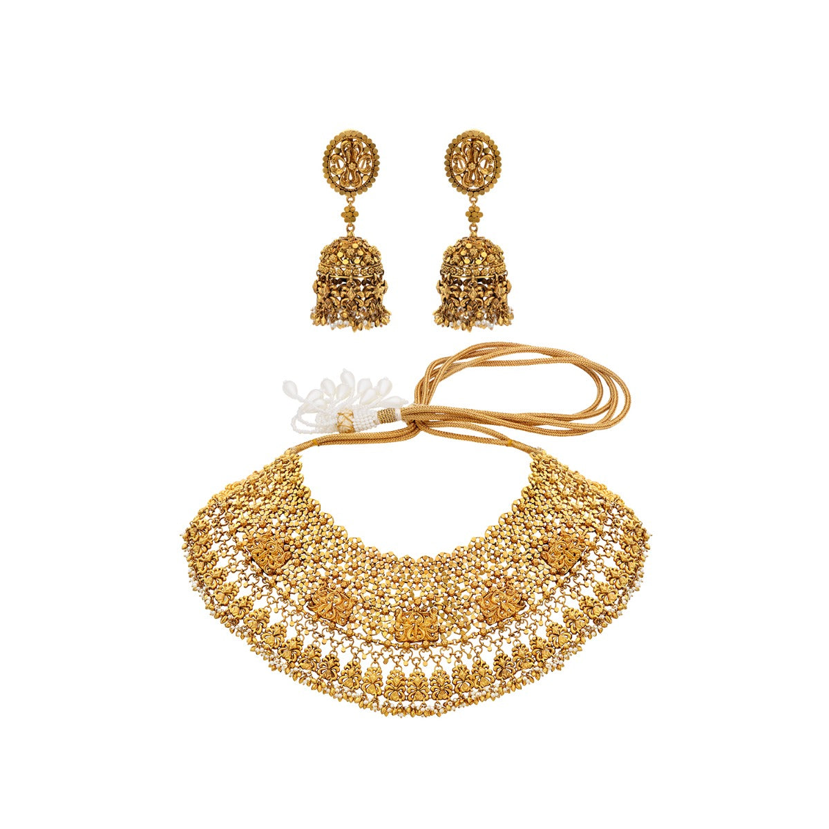 Spaced Motif Gold Choker Set