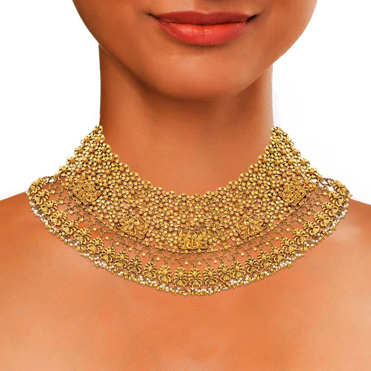 Spaced Motif Gold Choker