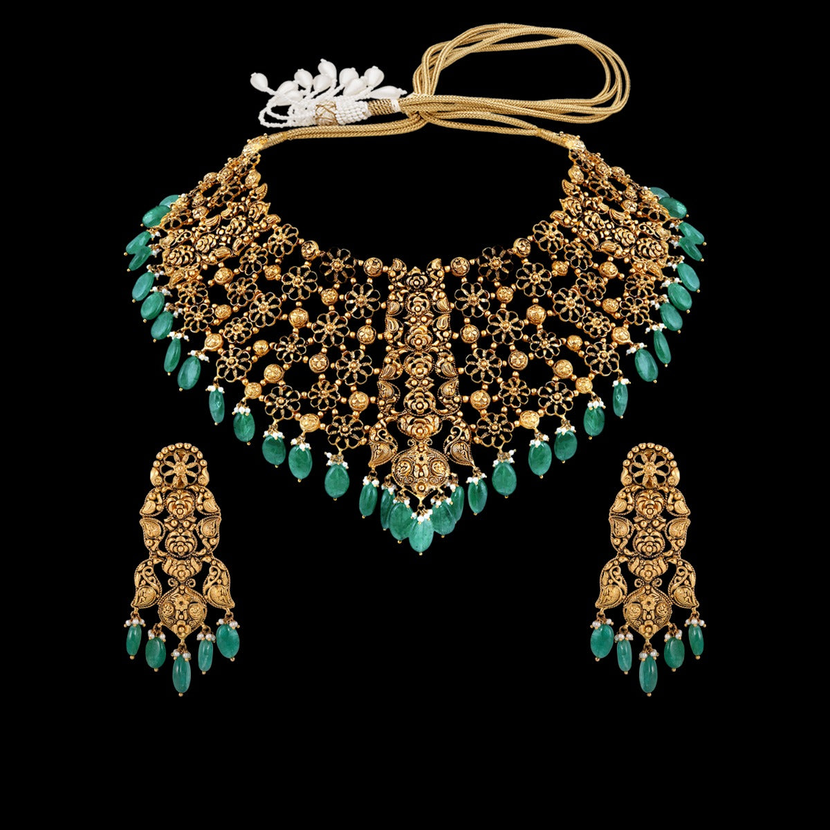 Emerald Gold Necklace Set