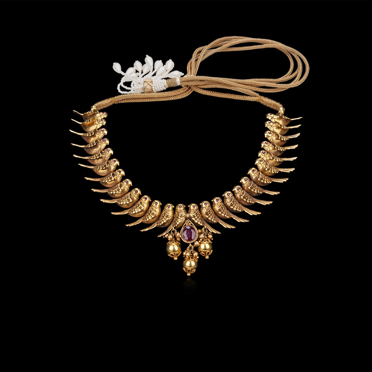 Bird Eyed Rustic Gold Necklace Set