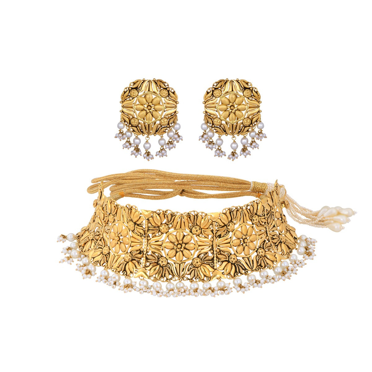 Lotus and Lilly Gold Choker Set