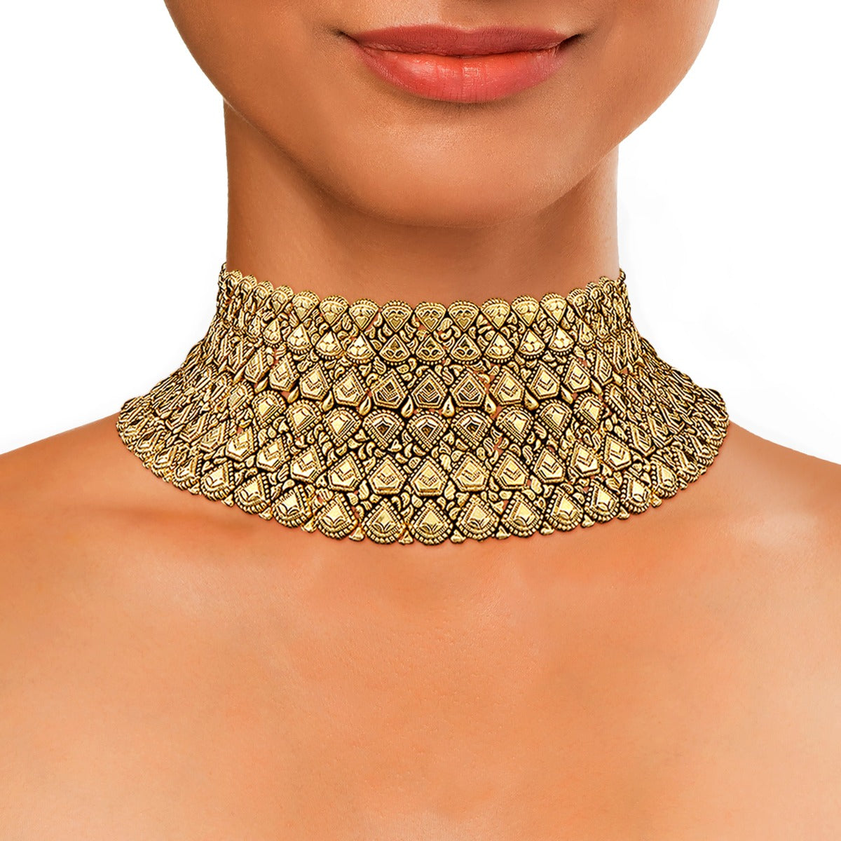 Rishika Geometric Gold Choker