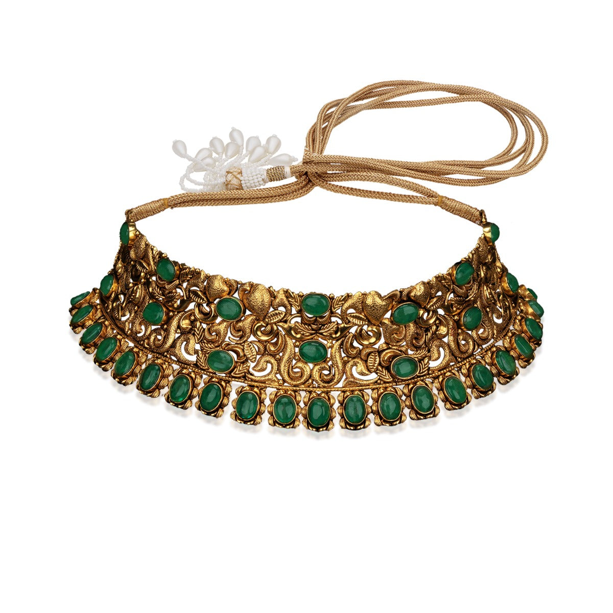 Green Studs Gold Choker