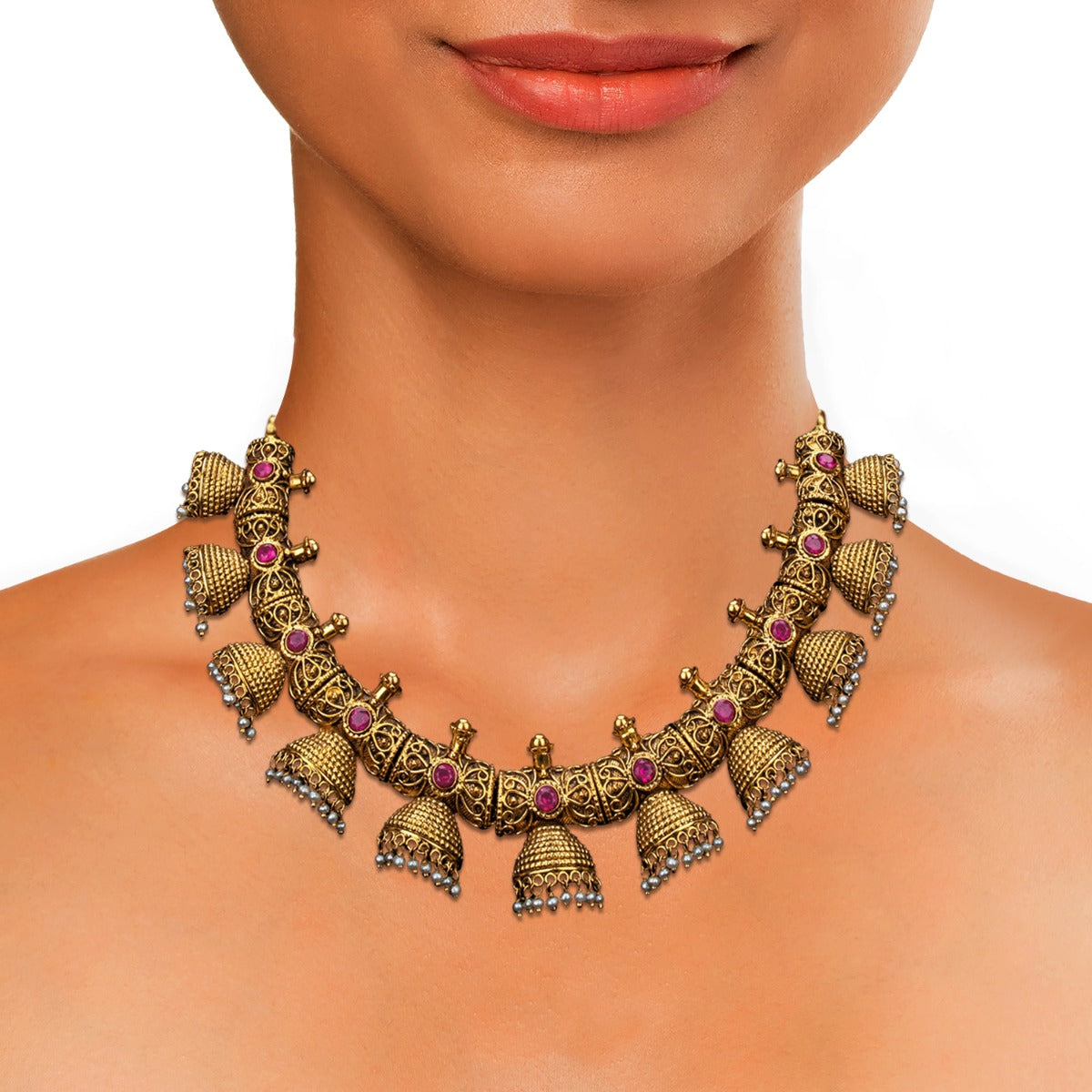 Jhumkas Long Gold Necklace