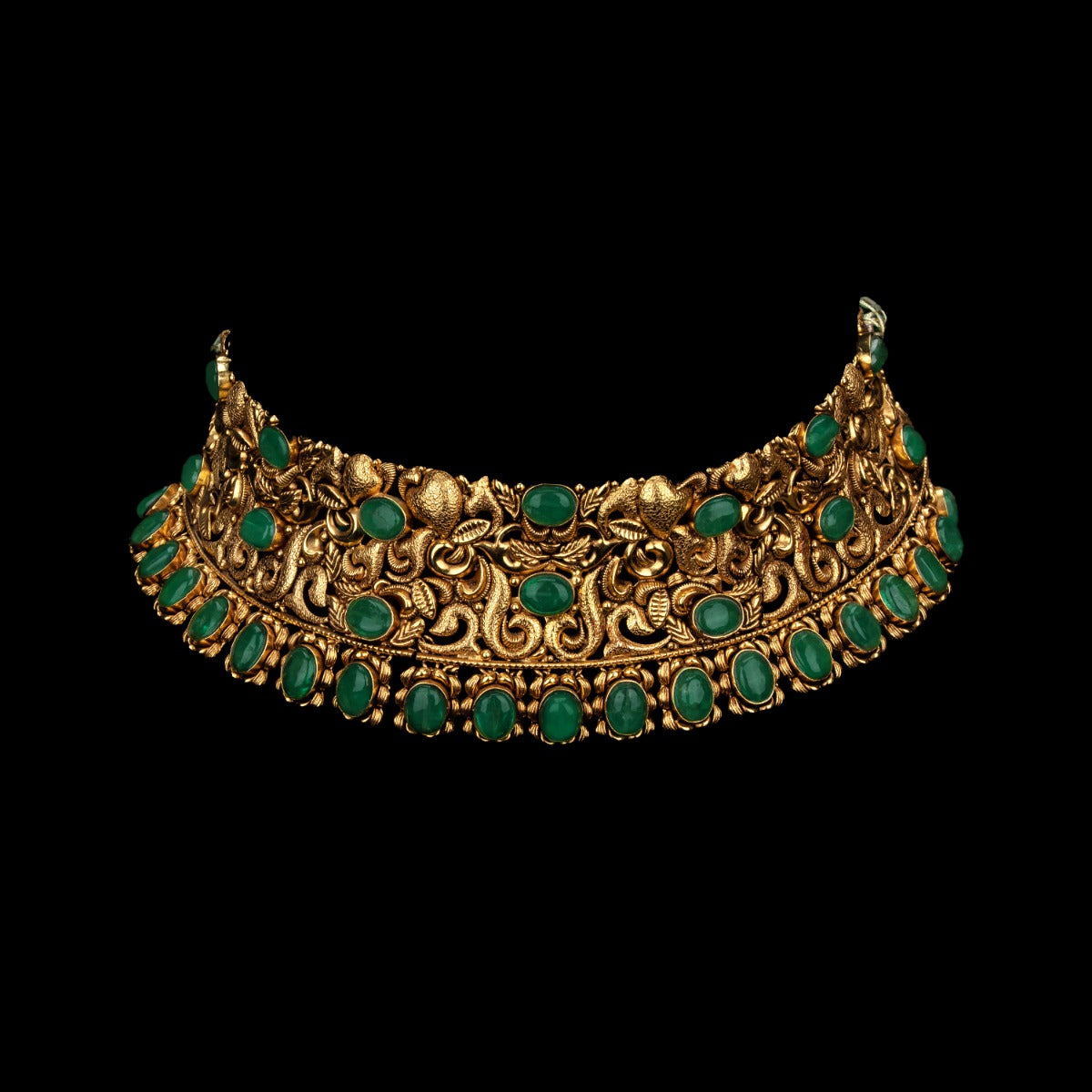 Green Studs Gold Choker