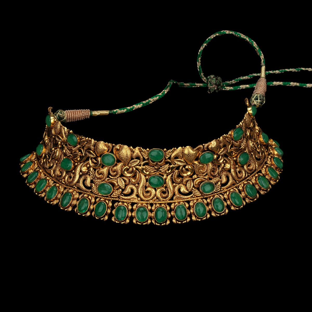 Green Studs Gold Choker