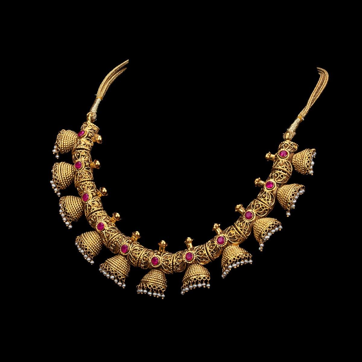 Jhumkas Long Gold Necklace