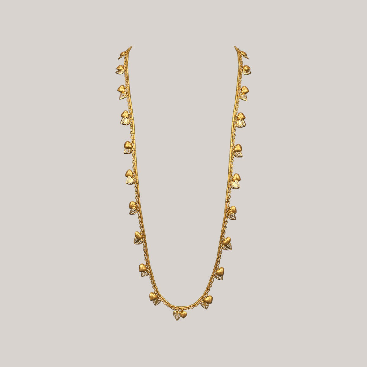Hearts Long Gold Necklace