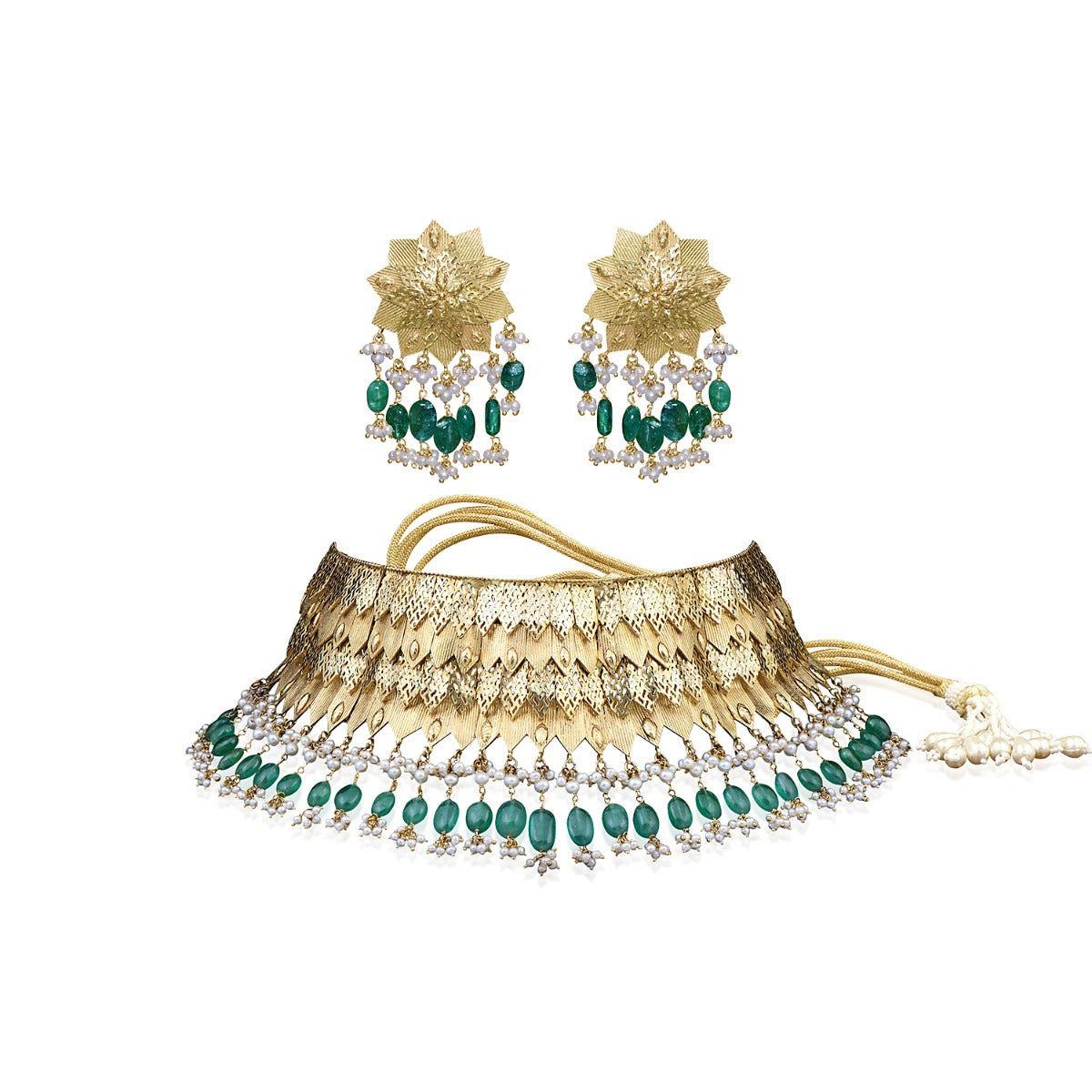 Starry Princess Green Gold Choker Set