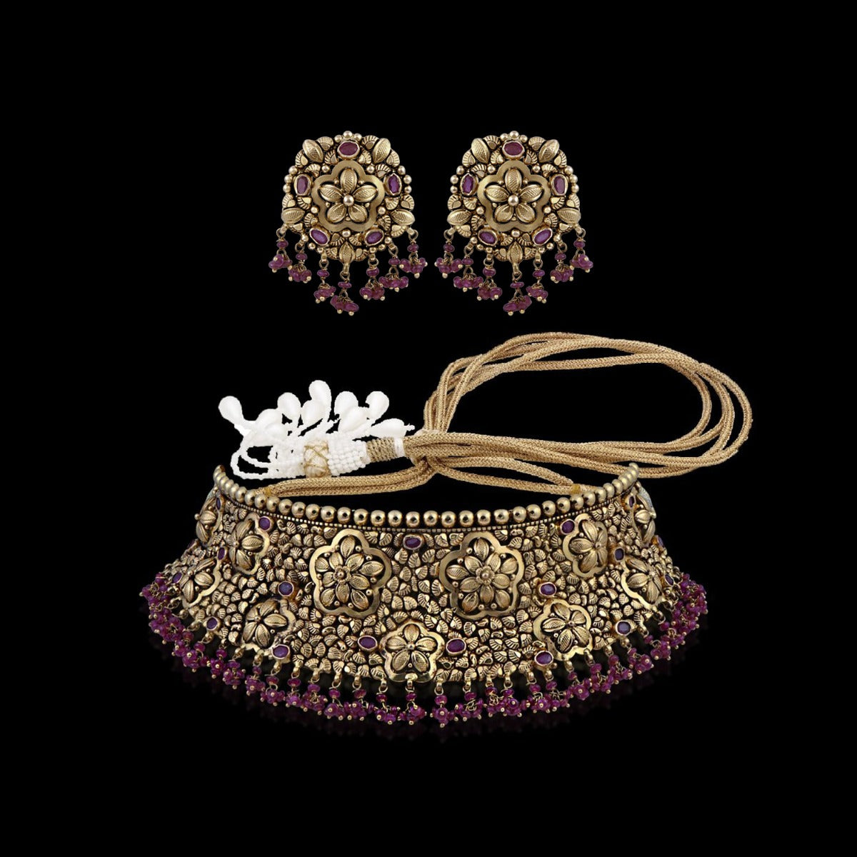 Daisy Flower Gold Choker Set