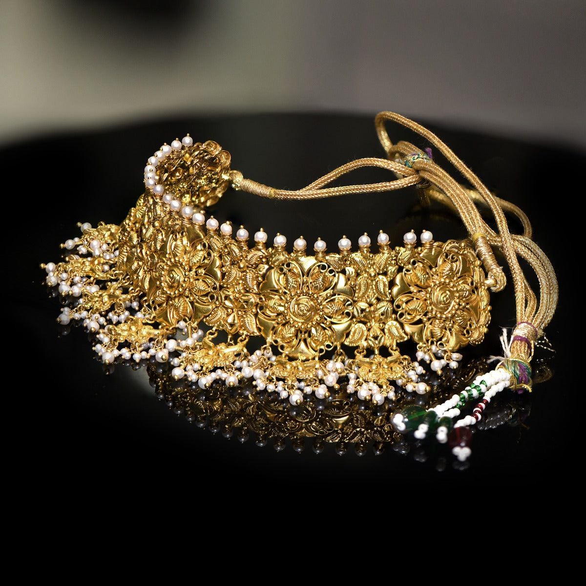 Thalaivi Gold Choker and Jhumka Set