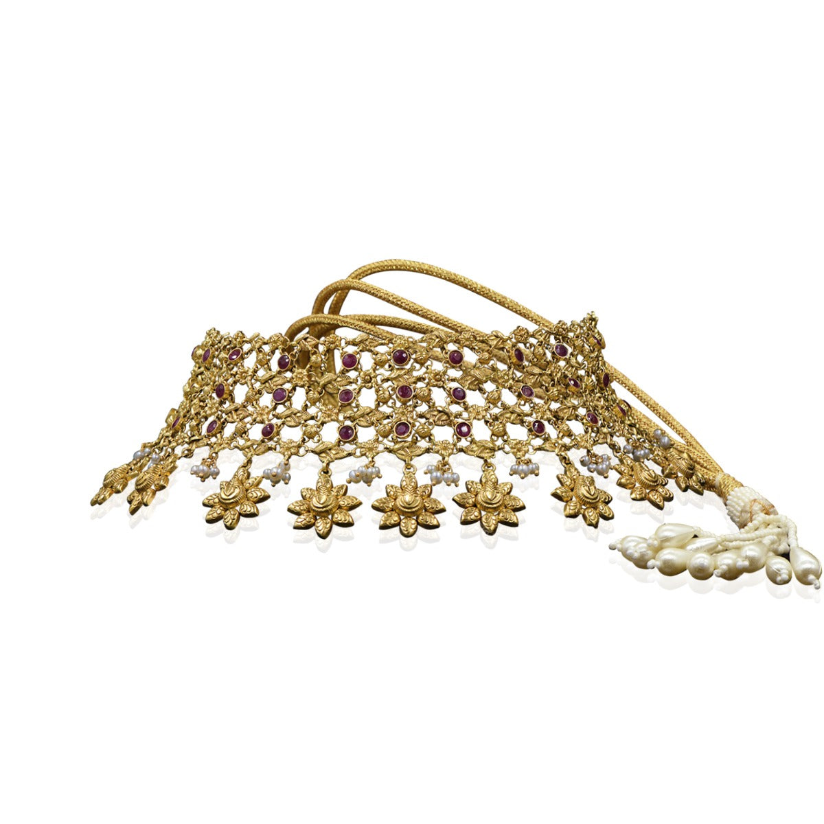 Pink Flowery Gold Choker