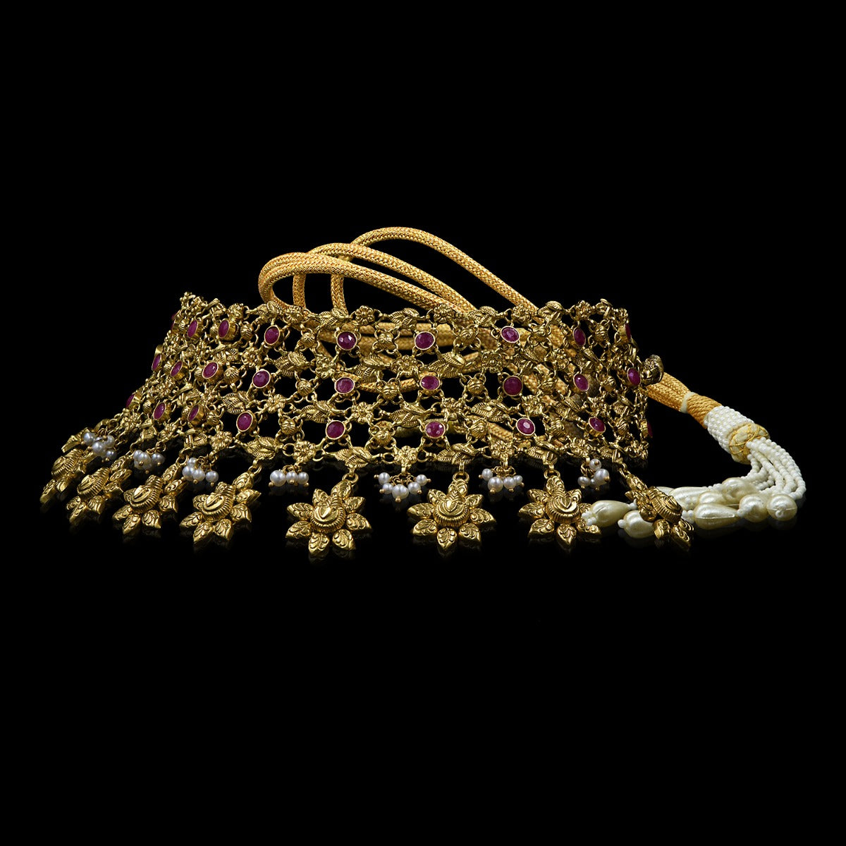 Pink Flowery Gold Choker