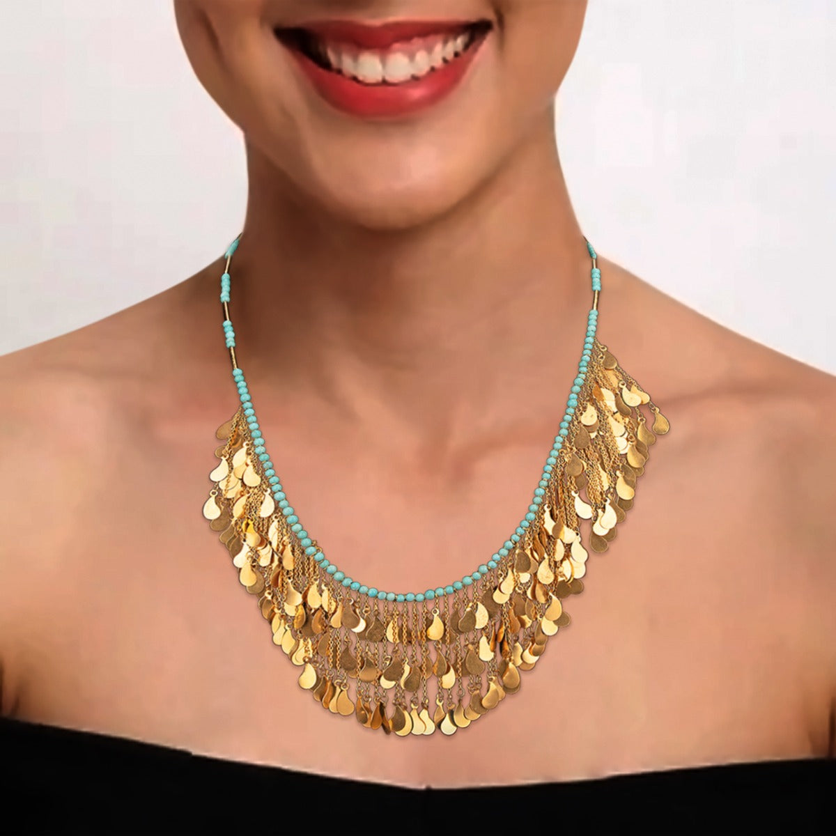Hippie Coined Gold Necklace