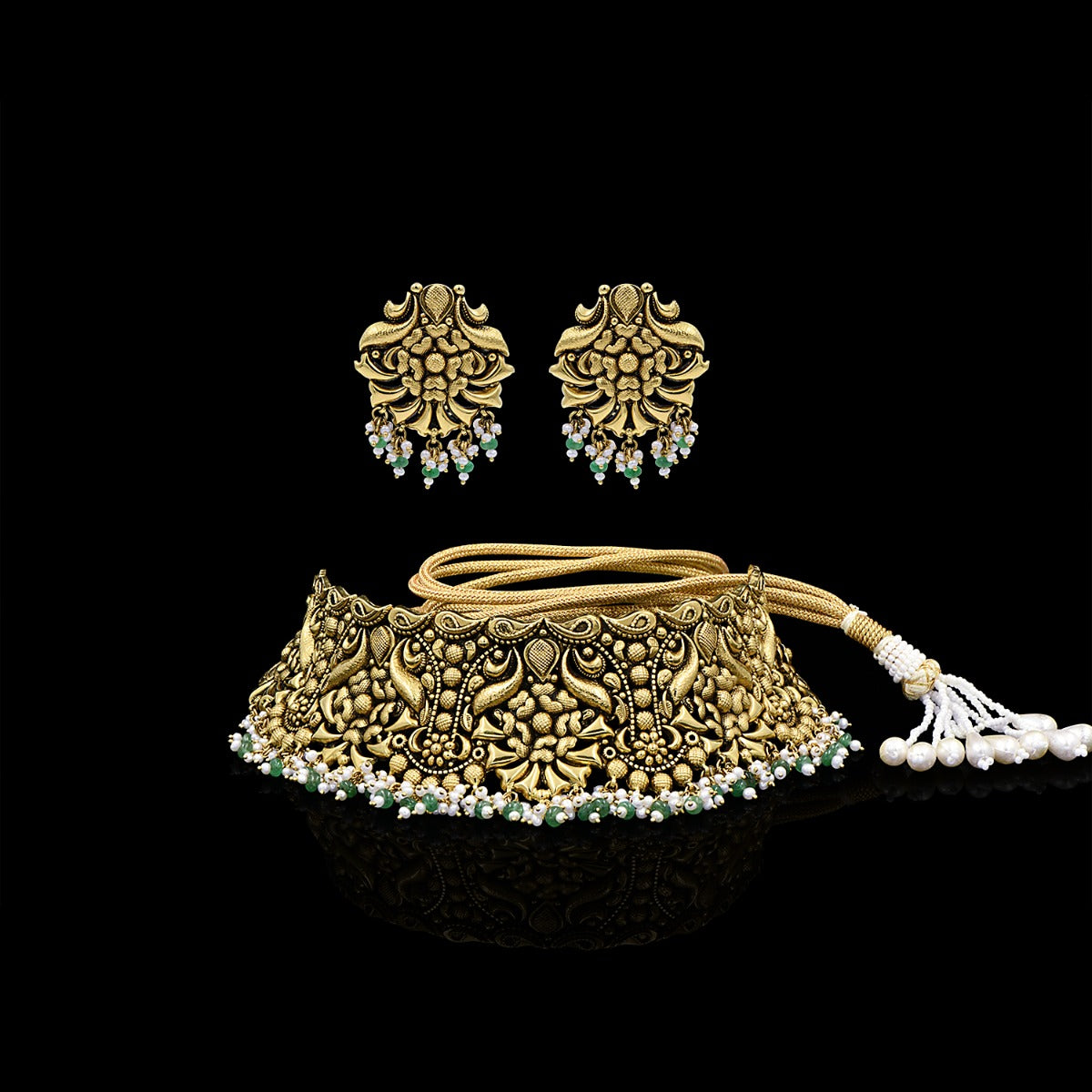 Gold Green Folksy Choker Set