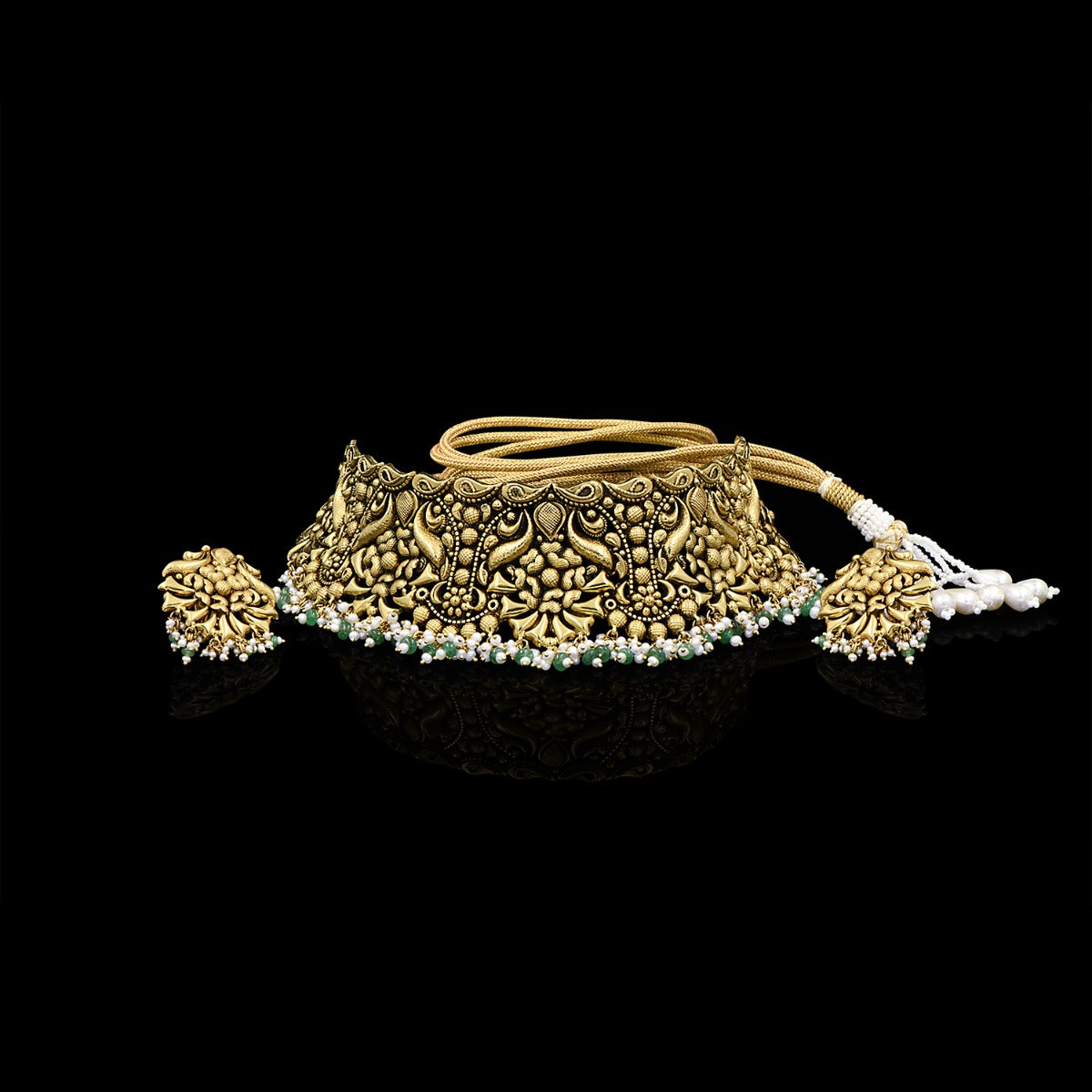 Gold Green Folksy Choker Set