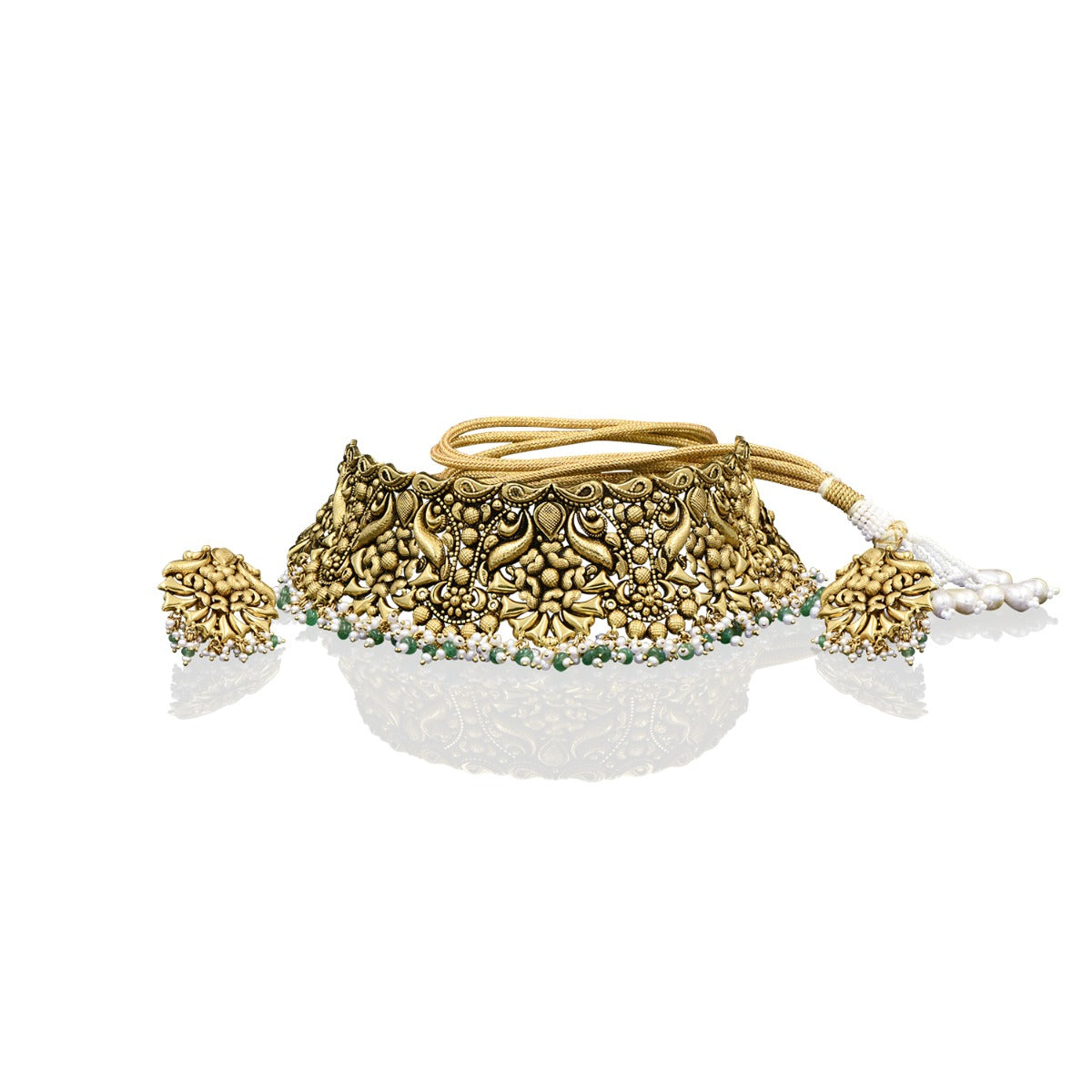 Gold Green Folksy Choker Set