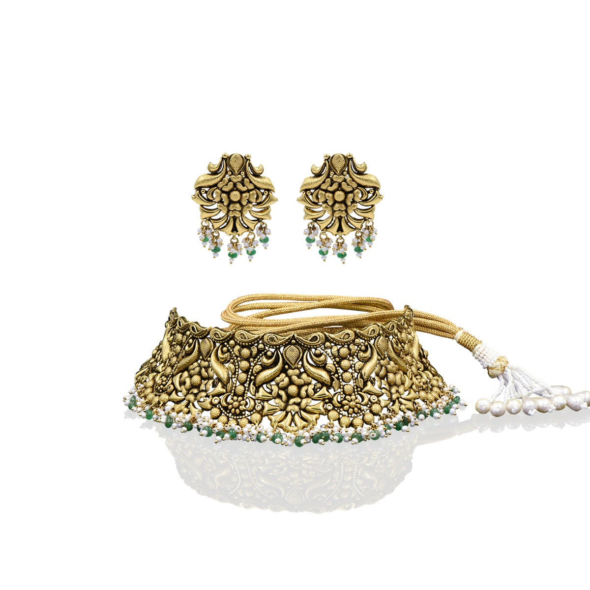 Gold Green Folksy Choker Set