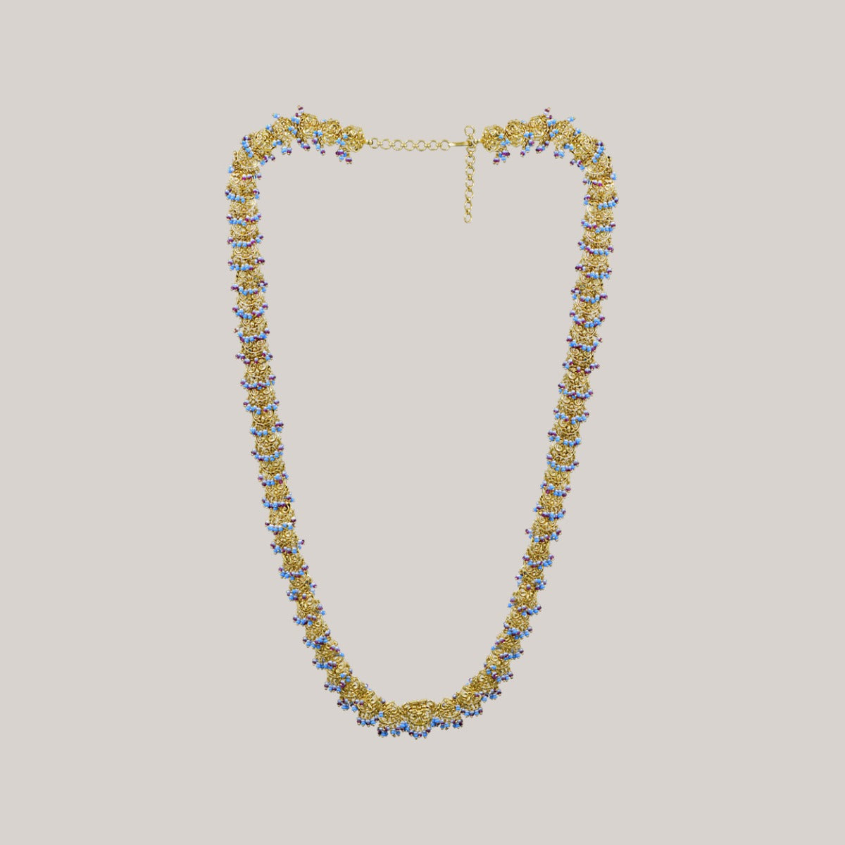 Carved Circle Motif Long Necklace