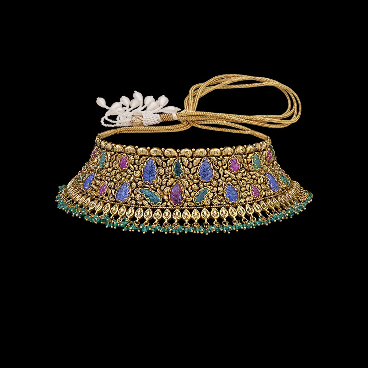 Intricate Leaf Gold Choker