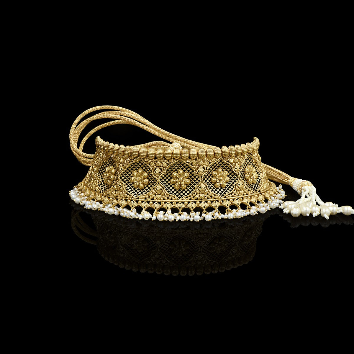 Yellow Floral Gold Choker