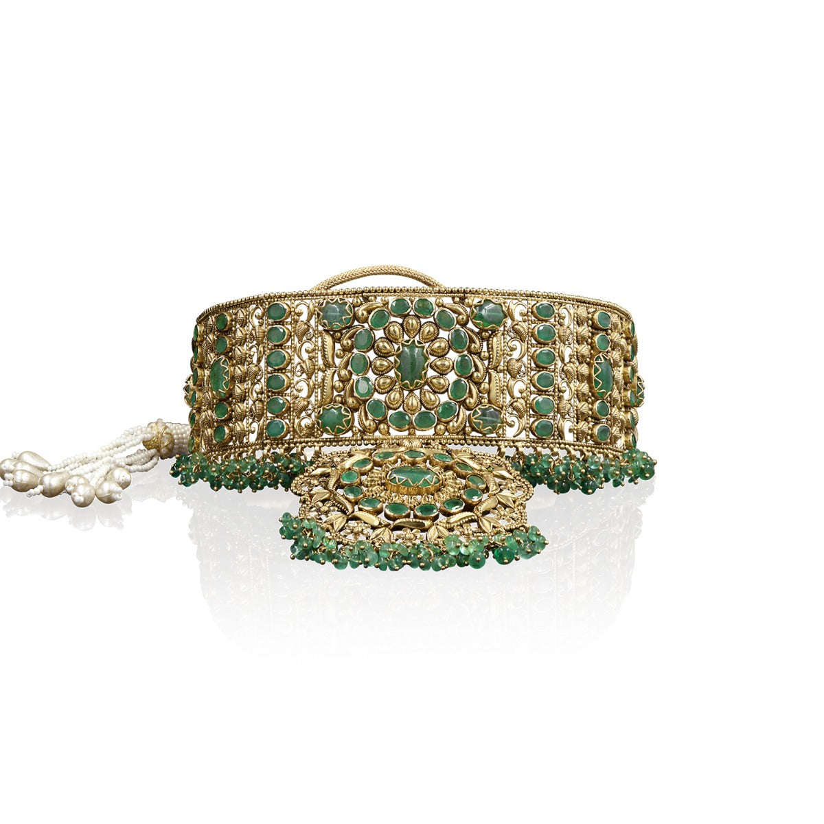 Traditional Bridal Green Gold Choker Set