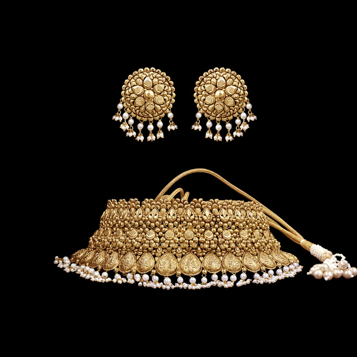 Dew Drop Folk Gold Choker Set