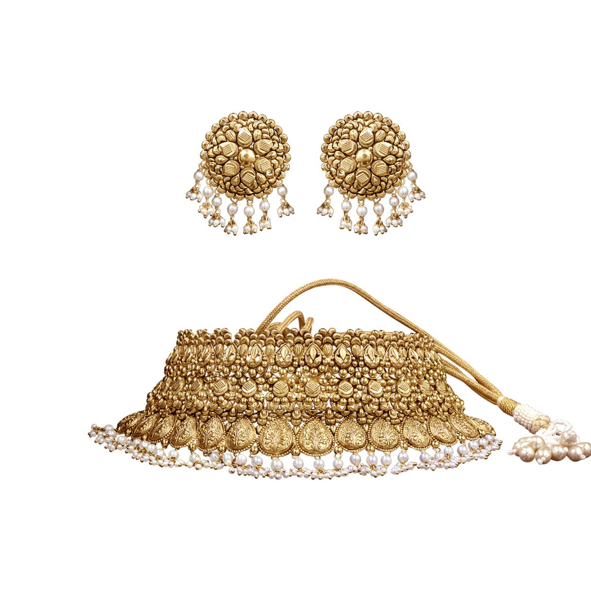 Dew Drop Folk Gold Choker Set