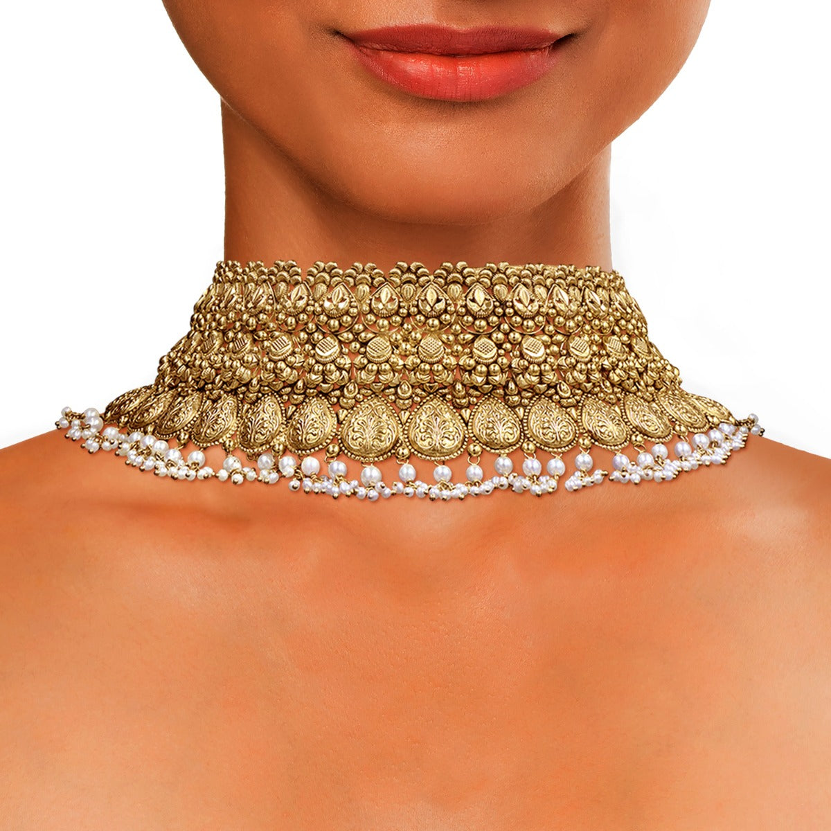 Dew Drop Folk Gold Choker Set