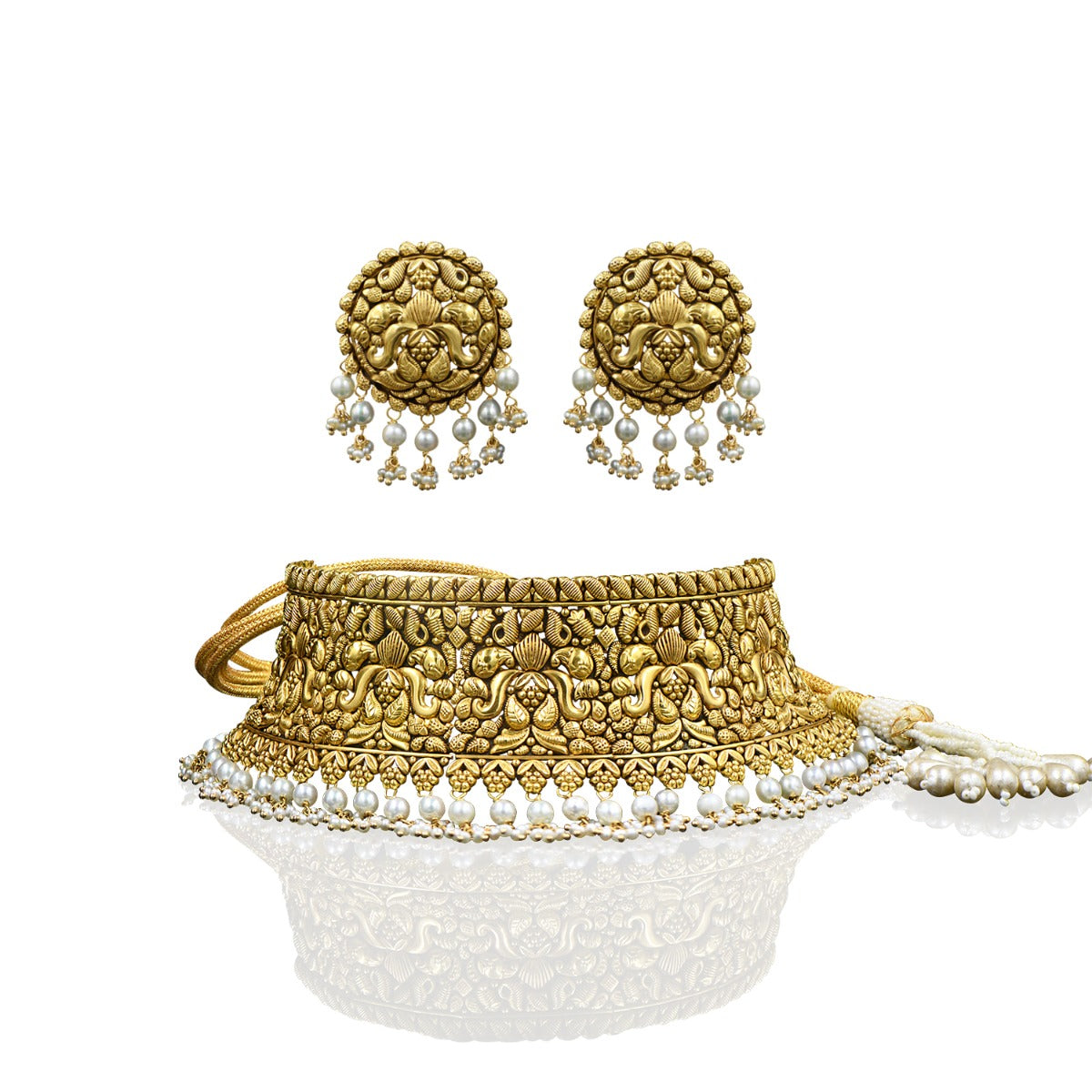 Vintage Motif Gold Choker Set