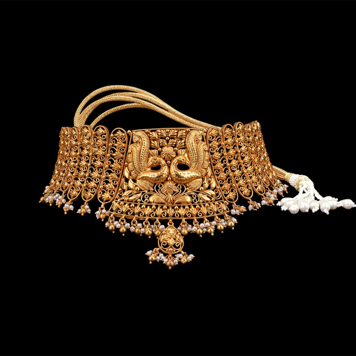 Peacocks Dancing Gold Choker Set
