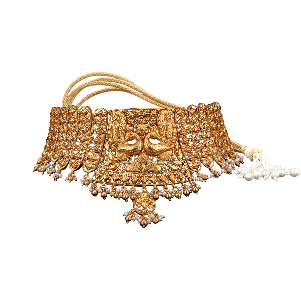 Peacocks Dancing Gold Choker