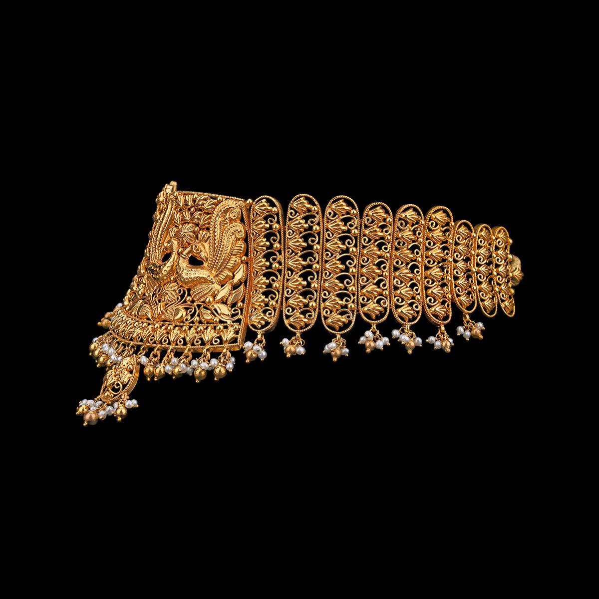 Peacocks Dancing Gold Choker