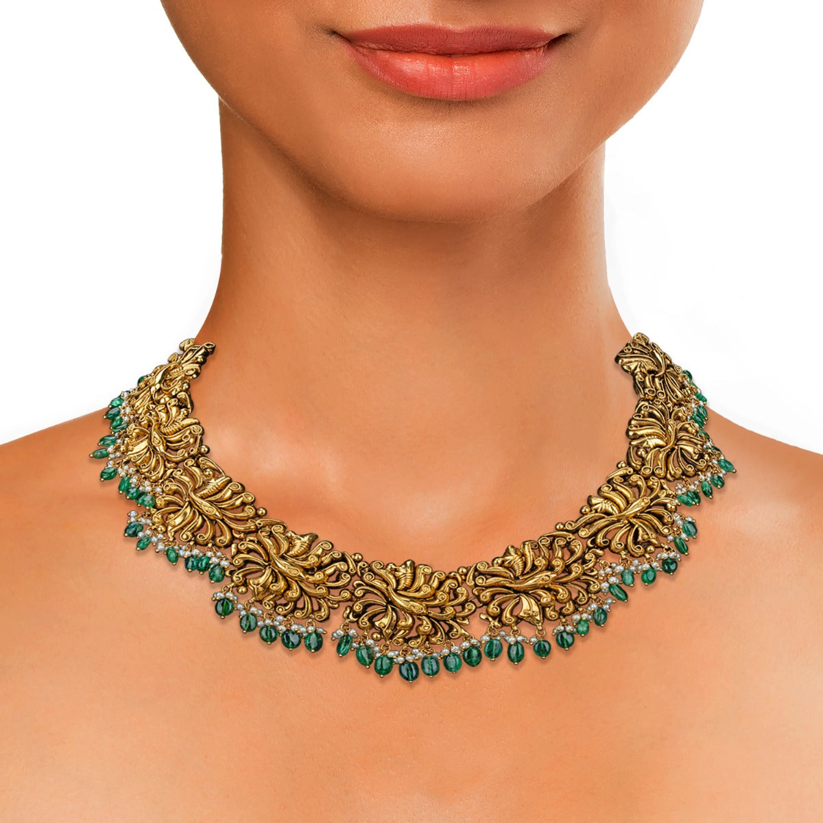 Wormy Green Gold Choker