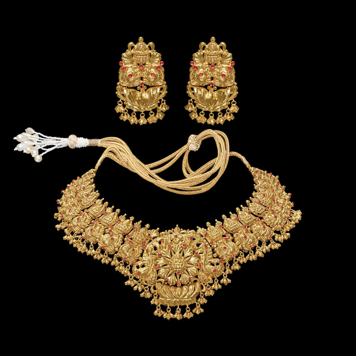 Temple Deity Chunky Gold Necklace Set