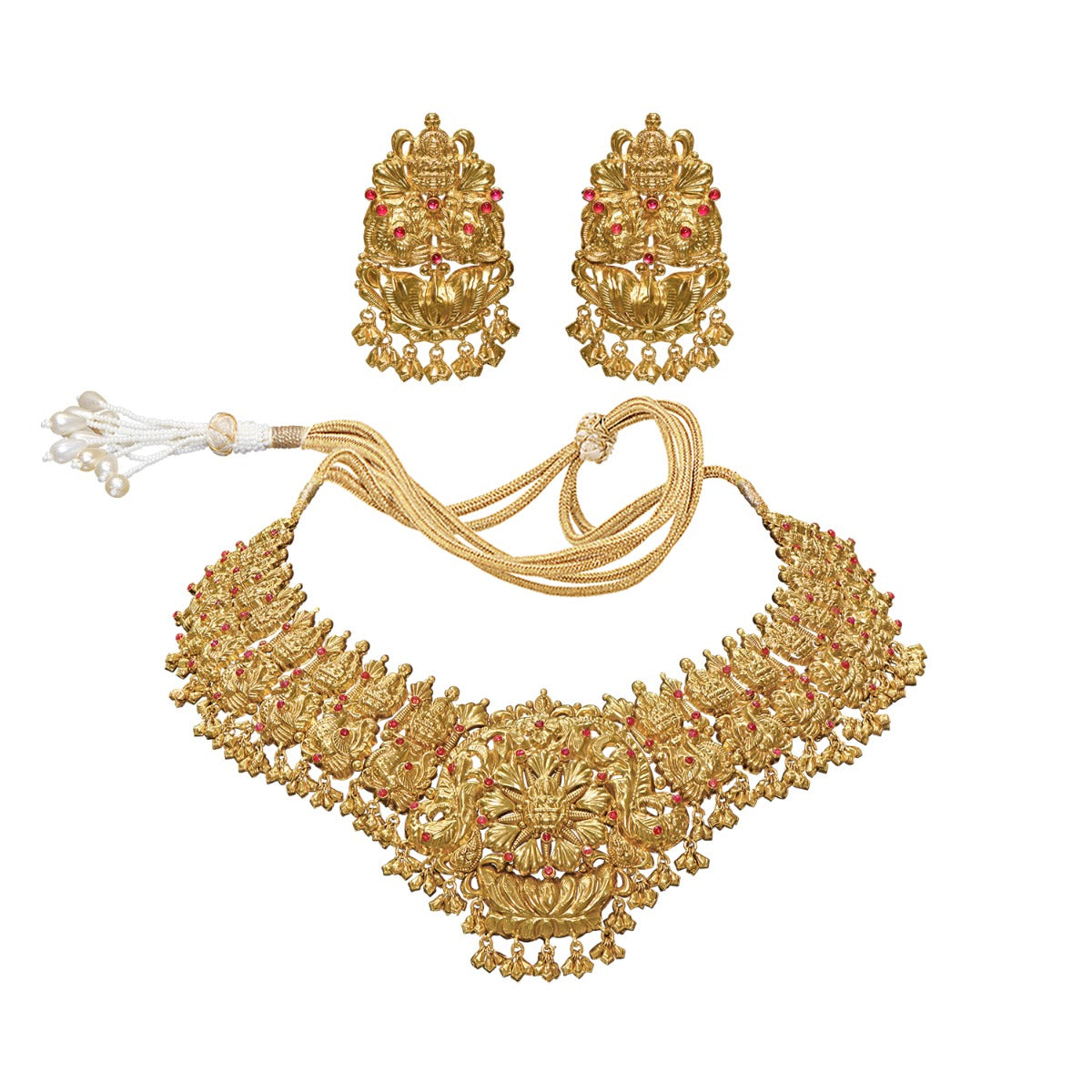 Temple Deity Chunky Gold Necklace Set