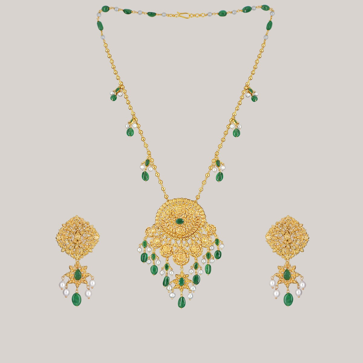 Green Tots Gold Necklace Set