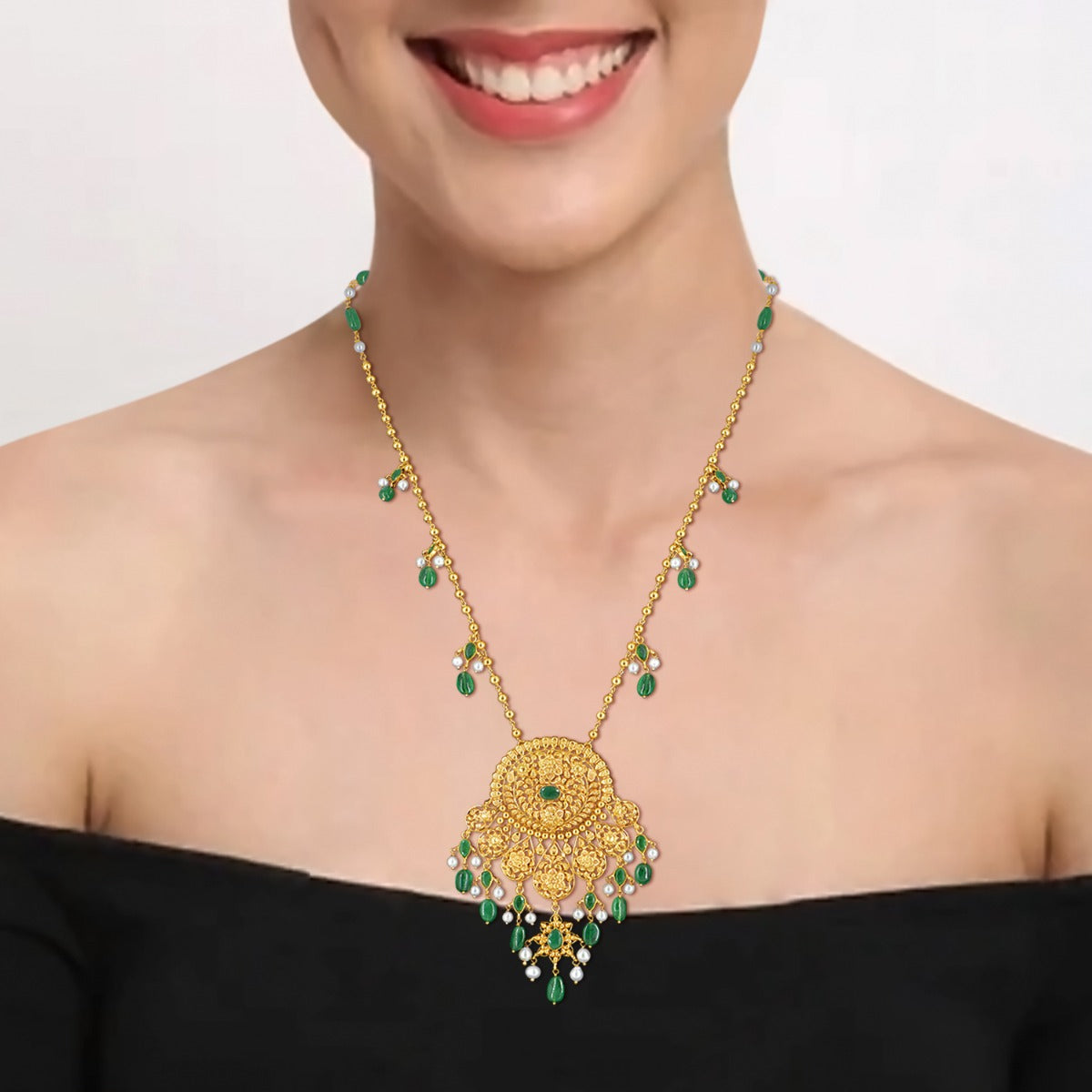 Green Tots Gold Necklace Set