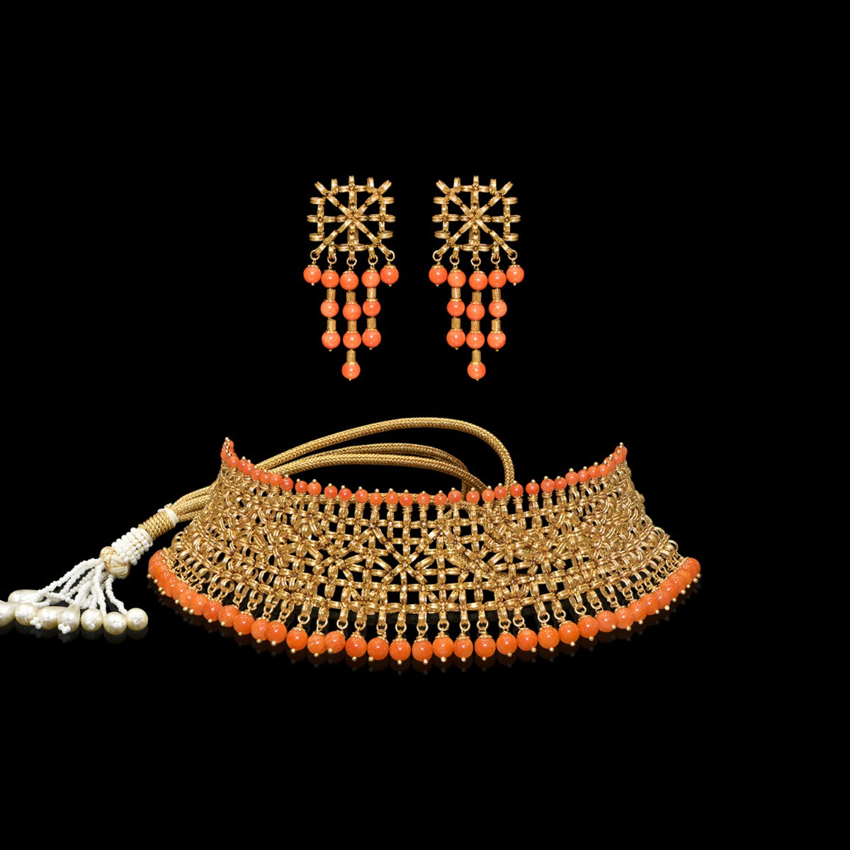 Saffron Dew Gold Choker Set