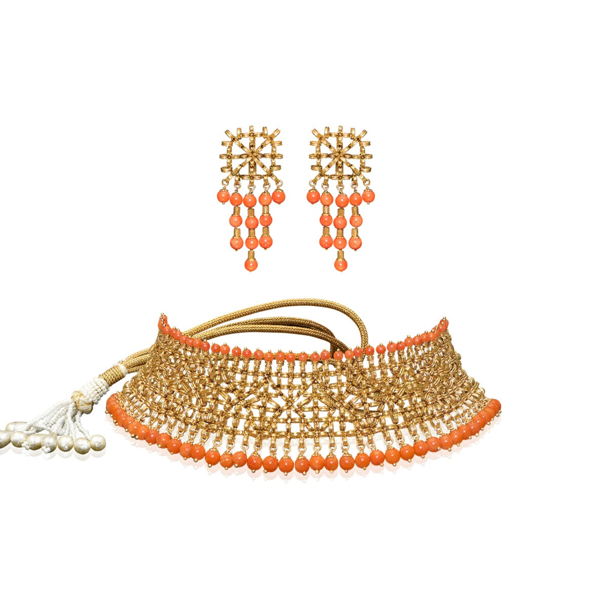 Saffron Dew Gold Choker Set