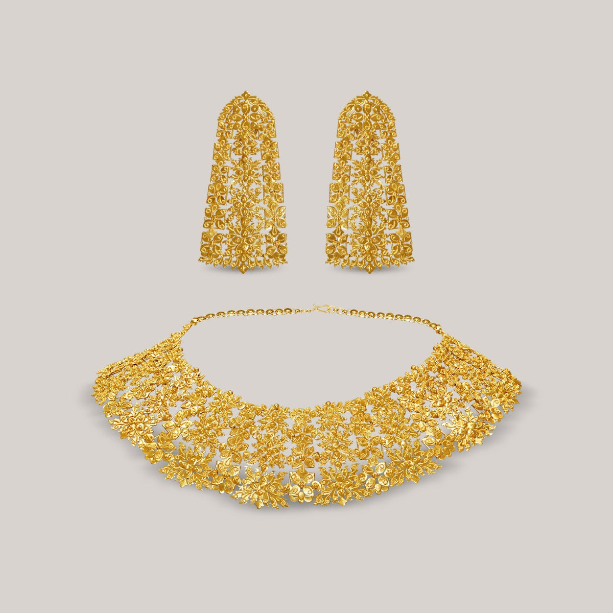 Floral Bush Gold Necklace Set