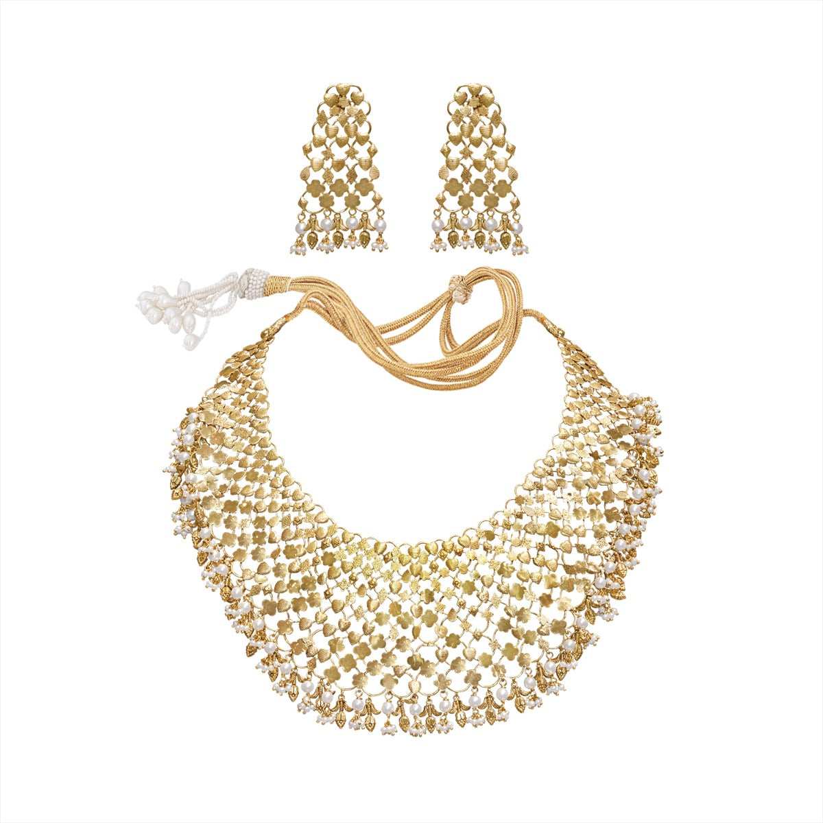Mesh Net Gold Necklace Set