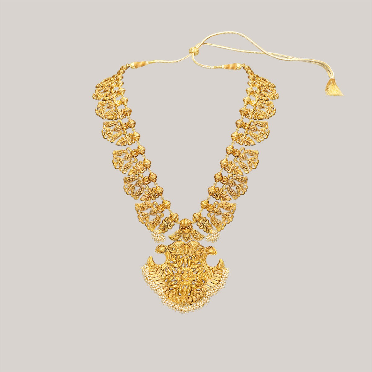Indian Goddess Long Chunky Gold Necklace