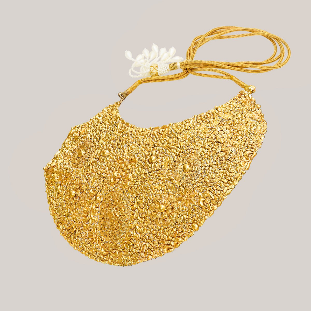 Intricately Etched Broad Gold Necklace Set