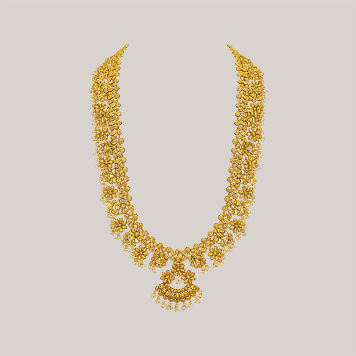 Long Petal Floral Gold Necklace