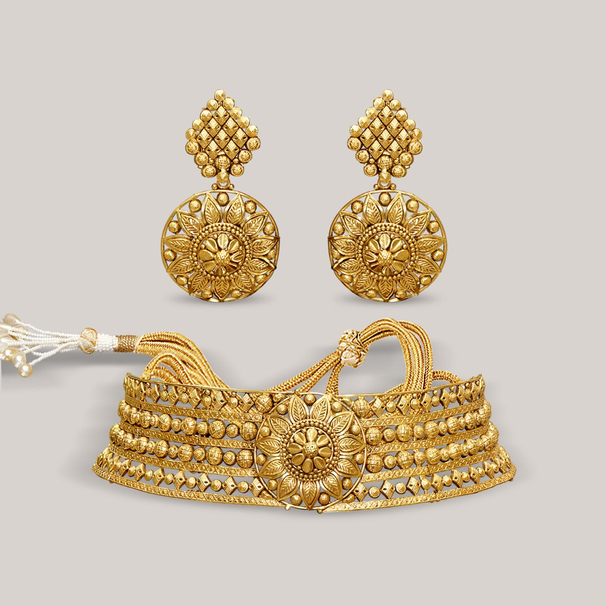 Flushed Blooming Sun Gold Choker Set