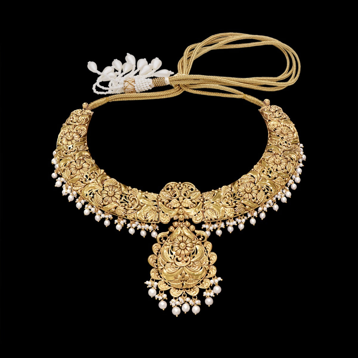 Little Pearls Intricate Gold Necklace