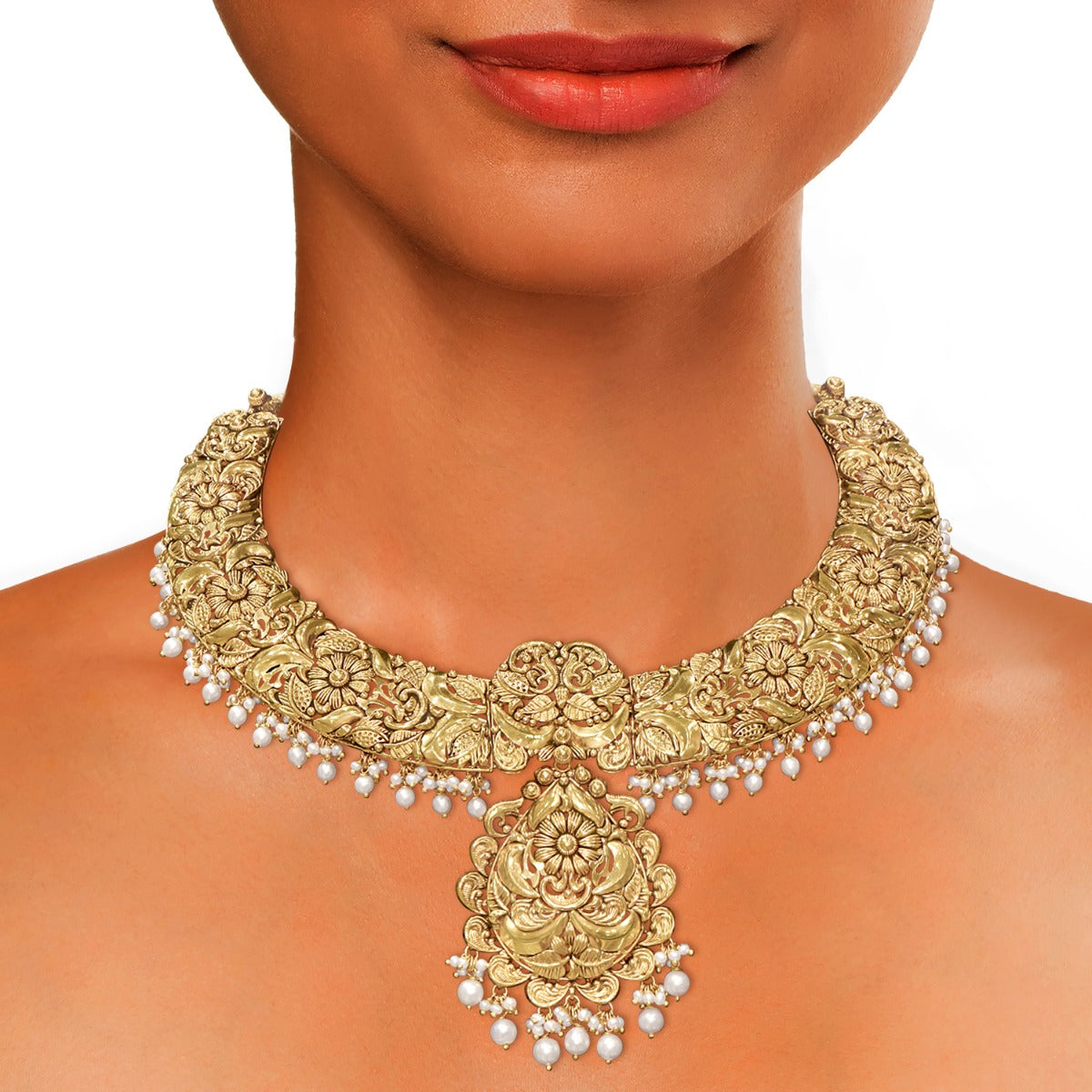Little Pearls Intricate Gold Necklace